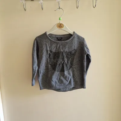 18 mois pull gris chat miaou